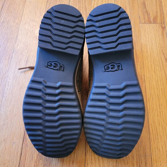 Ugg 5.5 Brown Leather Ankle Boots HEATHER Waterproof Wool Lining - Picture 4 of 11